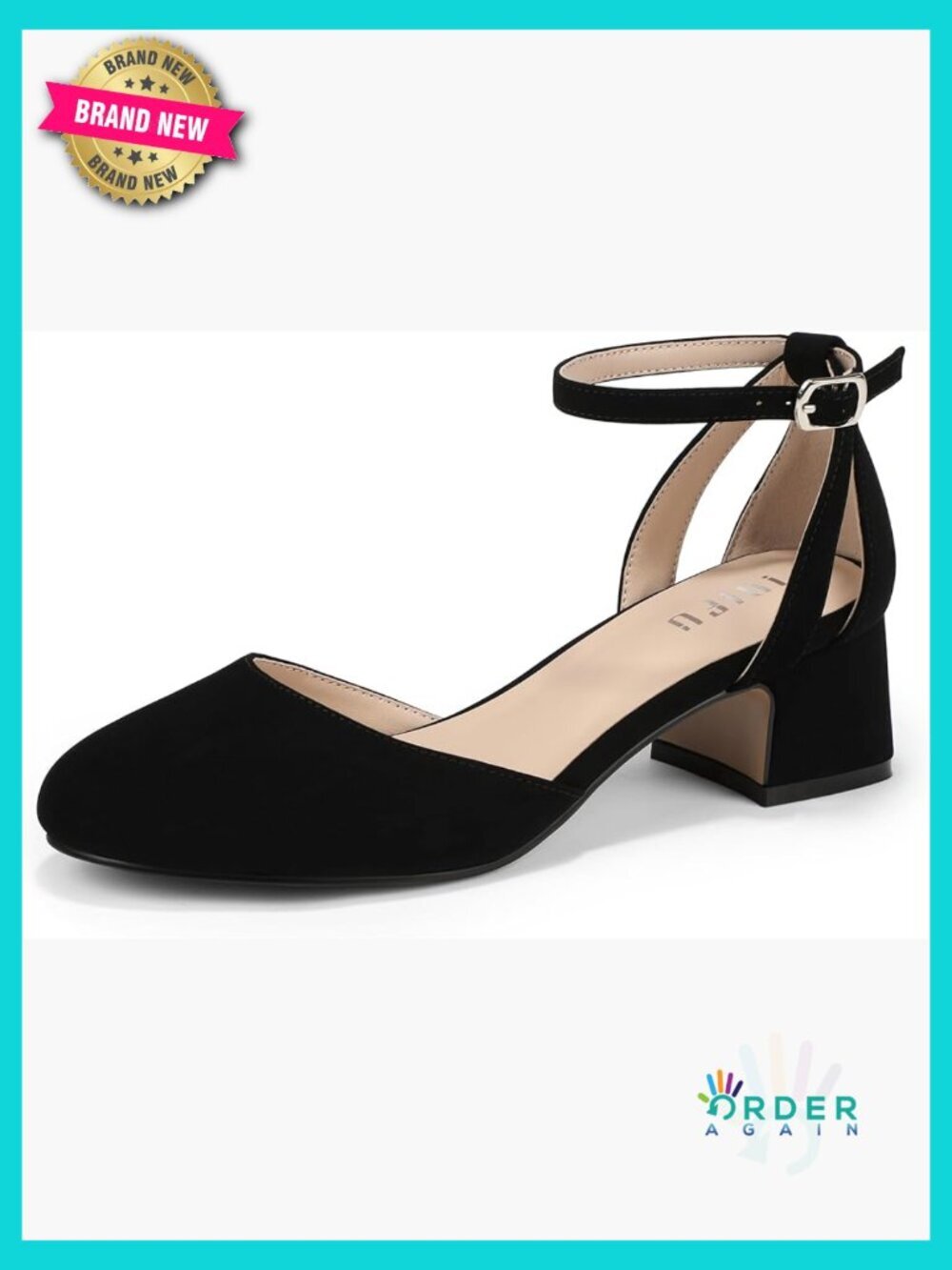 Low Block Chunky Heels Pumps for Women Closed Round Toe Ankle Strap Dressy